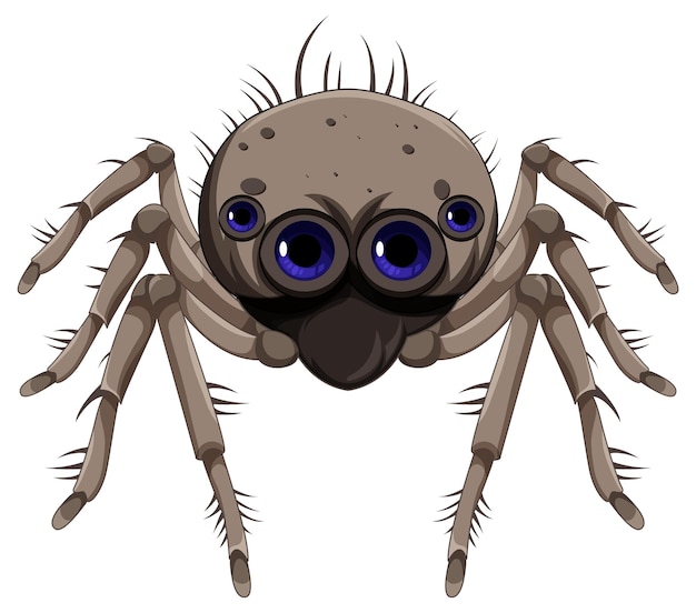Bezpłatny wektor kreskówka brązowy pająk na białym tle