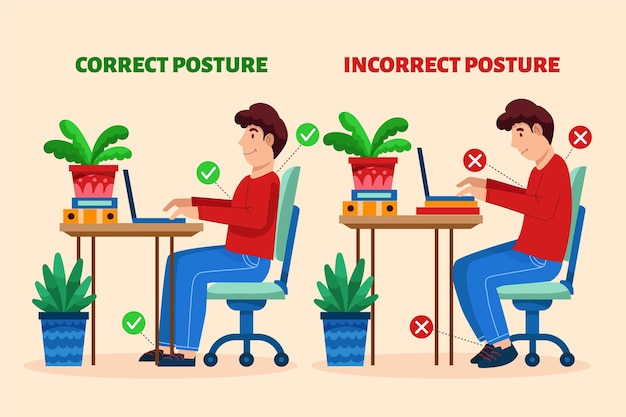 Bezpłatny wektor kreskówka infografiki korekcji postawy