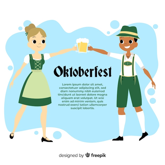 Bezpłatny wektor kreskówka ludzie świętują oktoberfest