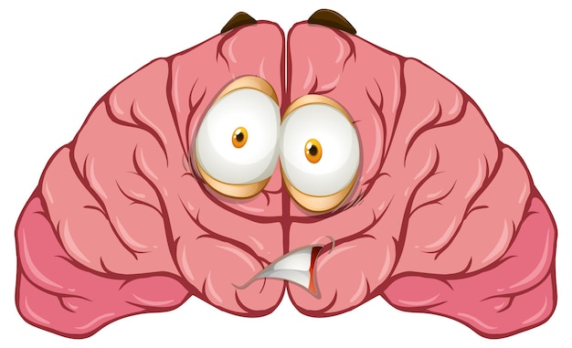 Bezpłatny wektor kreskówka ludzki mózg z wyrazem twarzy