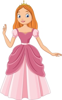Kreskówka piękna księżniczka w różowej sukience