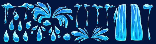 Bezpłatny wektor kreskówka woda łza wektor zestaw ikon płynna grafika
