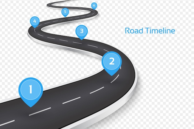Kręta koncepcja drogi 3d na przezroczystym tle szablon osi czasu ilustracja wektorowa