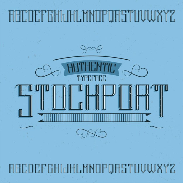 Krój pisma vintage o nazwie Stockport.