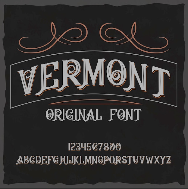 Krój pisma vintage o nazwie „Vermont”.