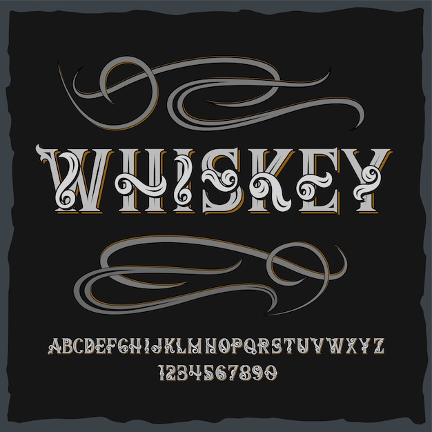 Bezpłatny wektor krój pisma vintage o nazwie „whiskey”.