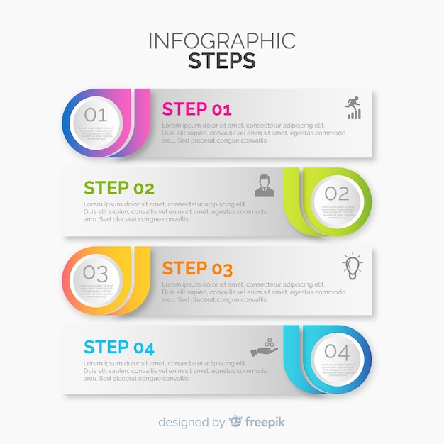 Bezpłatny wektor kroki infografiki gradientu