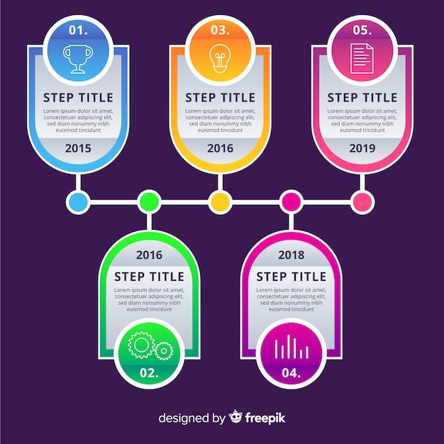 Bezpłatny wektor kroki płaskie gradientu infographic