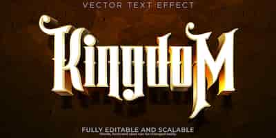 Bezpłatny wektor królestwo metaliczny efekt tekstowy edytowalna legenda i styl tekstu wojownika