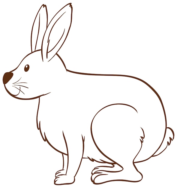 Królik w prostym stylu doodle na białym tle