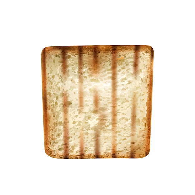 Bezpłatny wektor kromka chleba pszennego z grilla na białym tle realistyczne ilustracji wektorowych