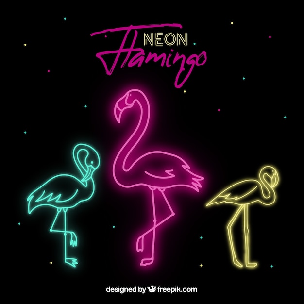 Bezpłatny wektor kształt flaminga z neonowym światłem