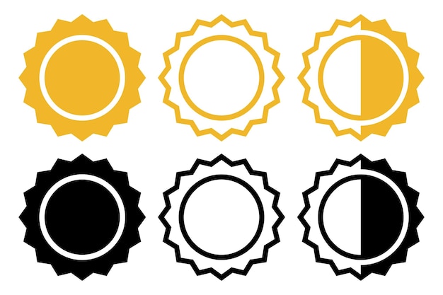 Bezpłatny wektor kształt słońca w trzech stylach