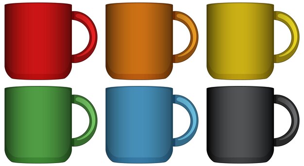 Kubki do kawy w sześciu różnych kolorach