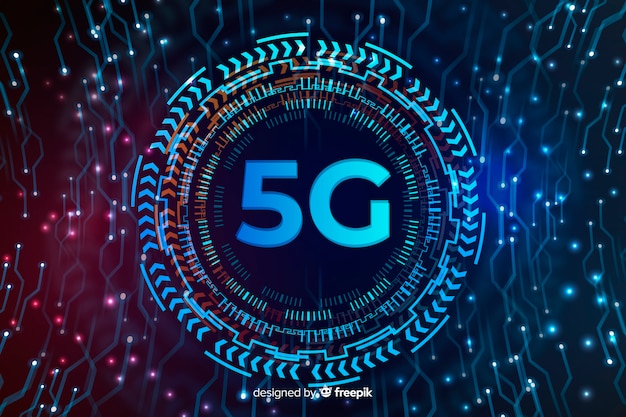 Bezpłatny wektor kula technologii na tle koncepcji 5g