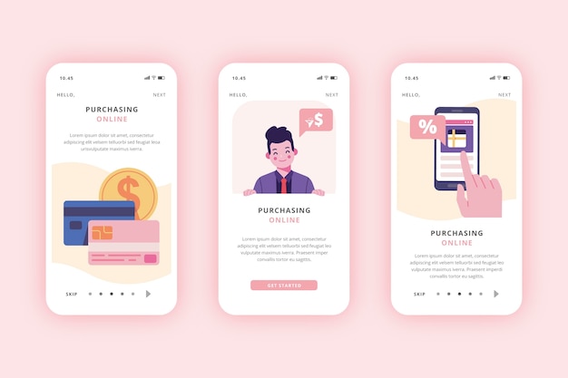 Bezpłatny wektor kup aplikację onboarding online