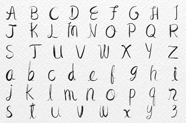 Kursywa kaligrafia czcionki alfabetu typografia
