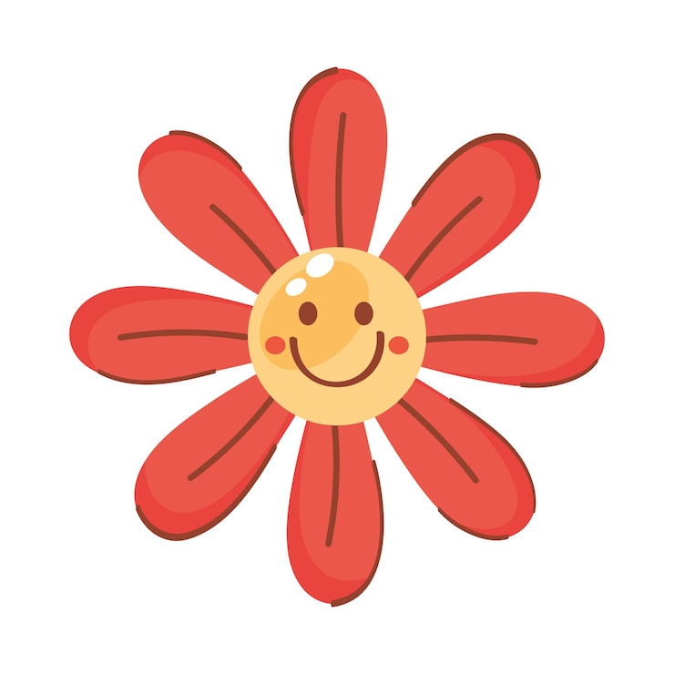 Bezpłatny plik Wektor kwiat emoji w stylu retro
