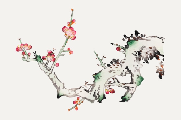 Kwiatowa grafika wektorowa botaniczna, zremiksowana z dzieł Hu Zhengyan