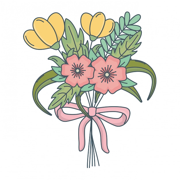 Bezpłatny wektor kwiatowy charakter kwiaty kreskówka