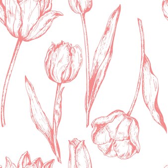 Kwiatowy wzór z wiosennych kwiatów. wyciągnąć rękę. ilustracja wektorowa.