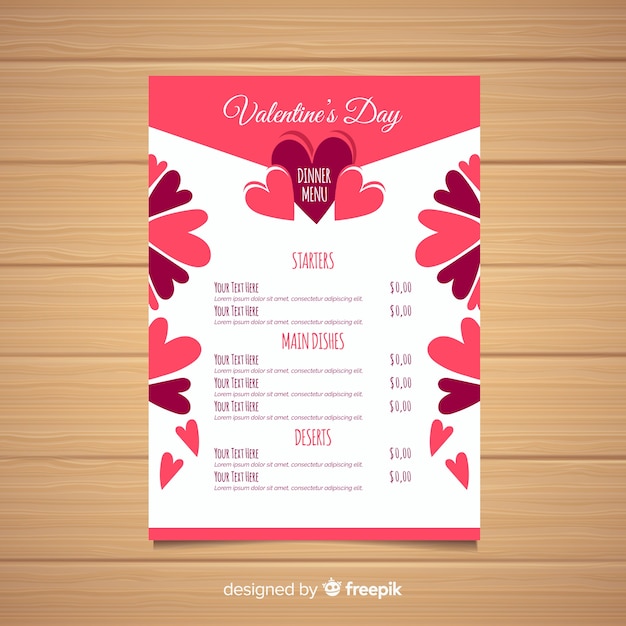 Kwiaty Wykonane Przez Szablon Menu Valentine Serca