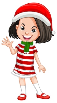 Ładna dziewczyna ubrana w kostiumy świąteczne postać z kreskówki