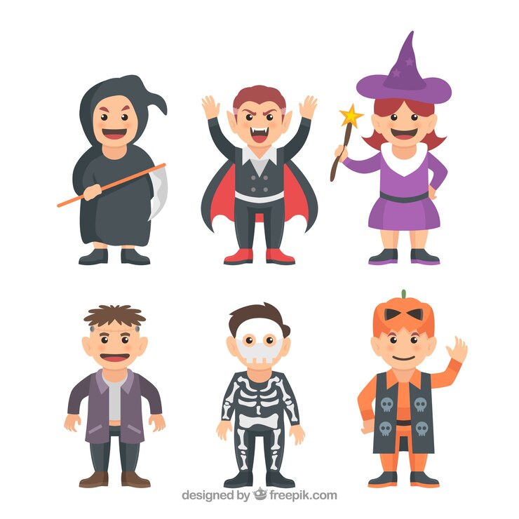 Bezpłatny plik Wektor ładne dzieci przygotowane na halloween
