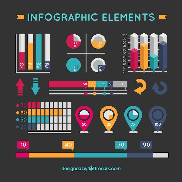 Ładne Opakowanie Kolorowych Przedmiotów Infograficznych