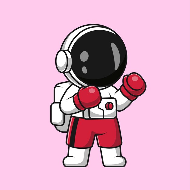 Ładny astronauta boks kreskówka wektor ikona ilustracja nauka sport ikona koncepcja na białym tle płaski