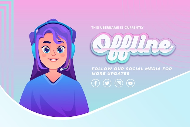 Bezpłatny wektor Ładny banner twitch offline