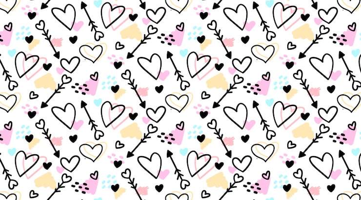 Bezpłatny plik Wektor ładny handdrawn wzór z doodled serca i strzały