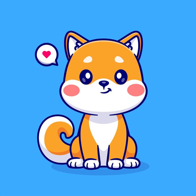 Ładny pies shiba inu siedzi kreskówka wektor ikona ilustracja zwierzę natura ikona koncepcja na białym tle mieszkanie