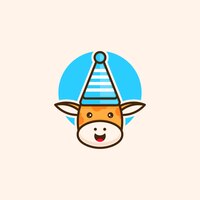 Bezpłatny wektor Ładny projekt logo jelenia w kapeluszu