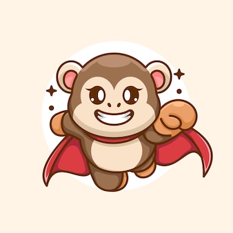 Ładny superbohater małpa latająca kreskówka