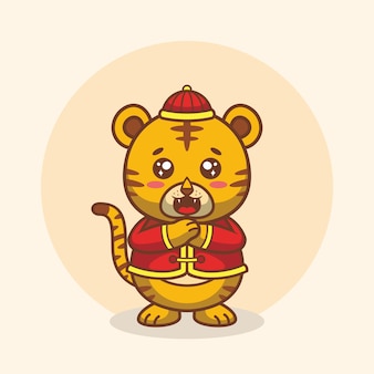 Ładny tygrys kreskówka gong xi chiński nowy rok wektor