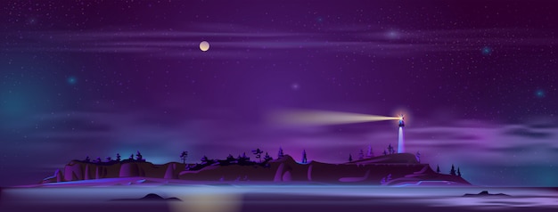 latarnia morska w nocy na wzgórzu