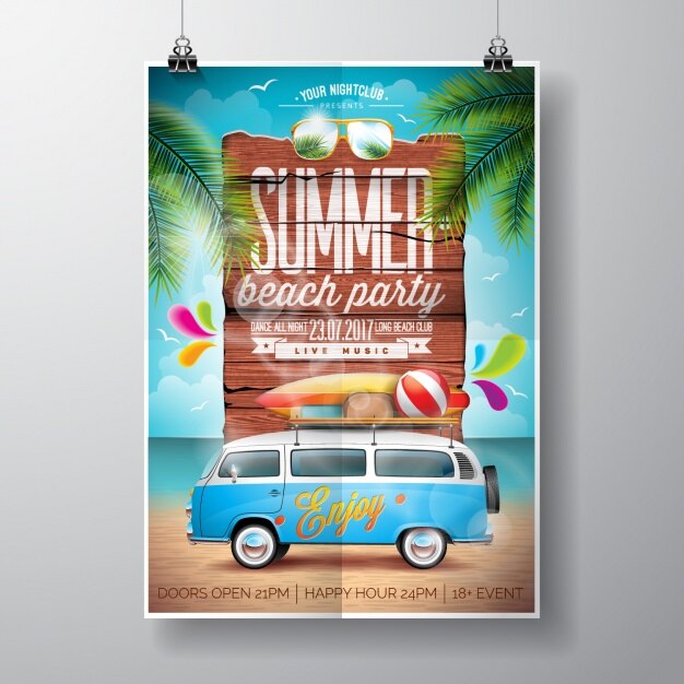 Bezpłatny plik Wektor letnie party plakat projekt