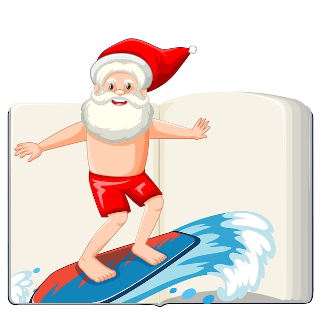 Letnie święta Bożego Narodzenia Ze świętym Mikołajem Na Desce Surfingowej