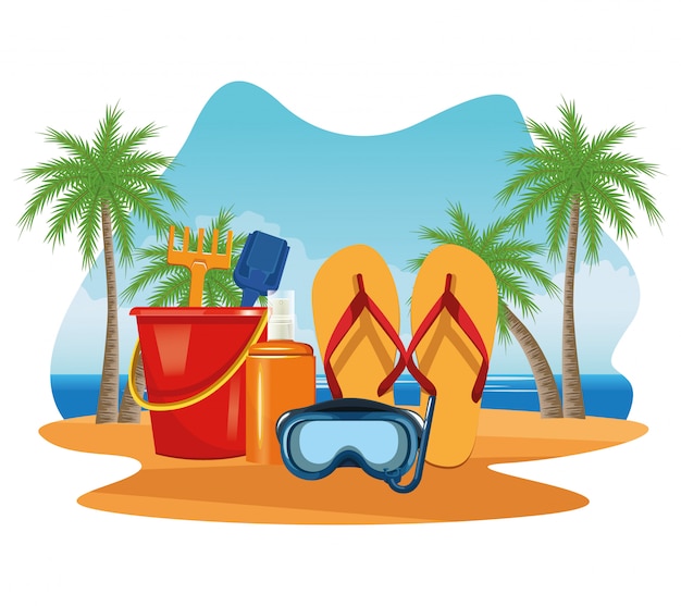 Bezpłatny wektor letnie wakacje i bajki na plaży.
