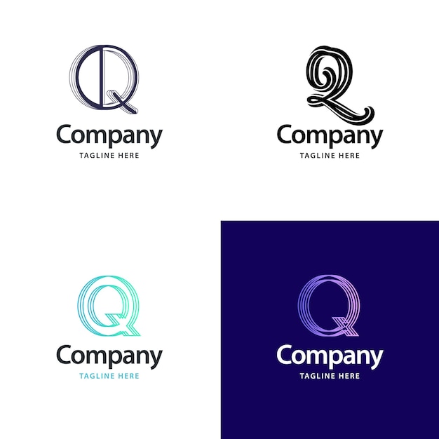 Bezpłatny wektor letter q big logo pack design kreatywny nowoczesny projekt logo dla twojej firmy