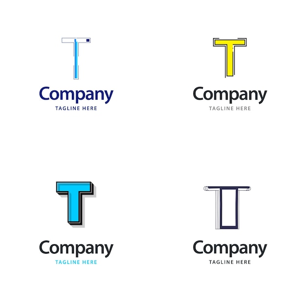 Bezpłatny wektor letter t big logo pack design kreatywny nowoczesny projekt logo dla twojej firmy