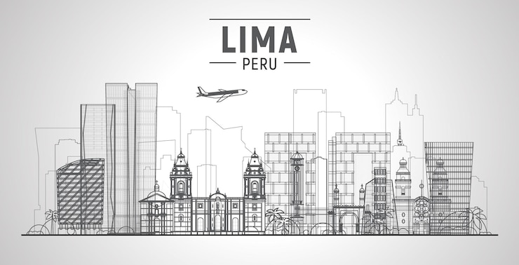 Bezpłatny plik Wektor lima peru skyline z panoramą na białym tle ilustracja wektorowa koncepcja podróży biznesowych i turystyki z nowoczesnymi budynkami obraz do prezentacji transparentu strony internetowej