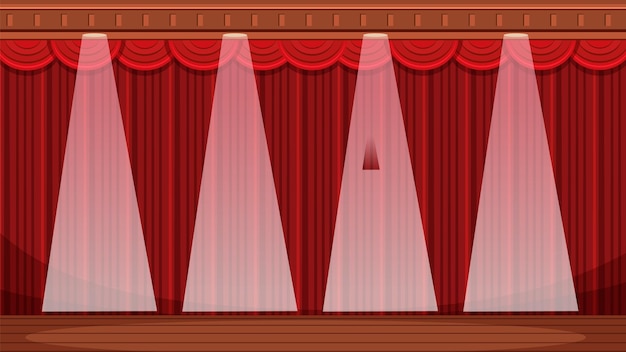 Bezpłatny wektor limelight curtain stage background wektorowa ilustracja kreskówki