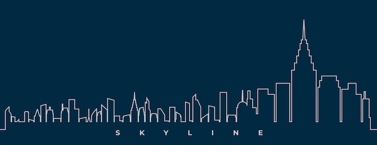 Bezpłatny plik Wektor lineart prosty skyline miasta budynek projekt centrum miasta