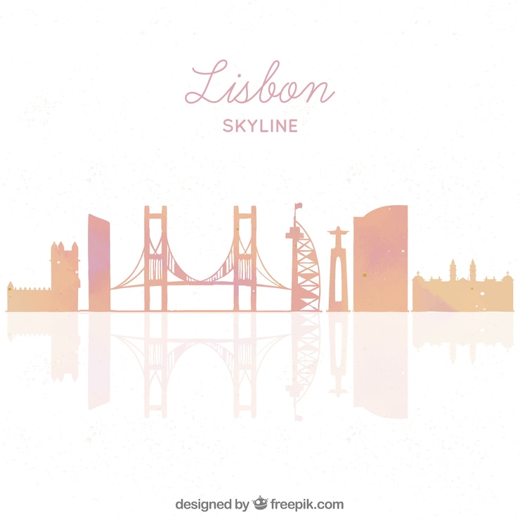 Bezpłatny plik Wektor linia horyzontu sylwetka lisbon miasto