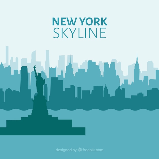 Bezpłatny wektor linia horyzontu sylwetka nowy york miasto