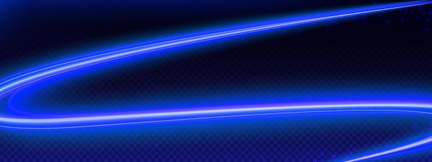 Linia Wirowania Prędkości Z Tłem Wektora Efektu światła Neonowego Niebieska Abstrakcyjna Krzywa Ruchu Energii Z Błyszczącym Połyskiem I Flarą 3d Przezroczysty Latający Promień Wirowy Element śladowy Projekt Ze świetlistym Rozmyciem