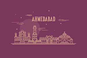 Bezpłatny wektor liniowa panorama ahmedabad