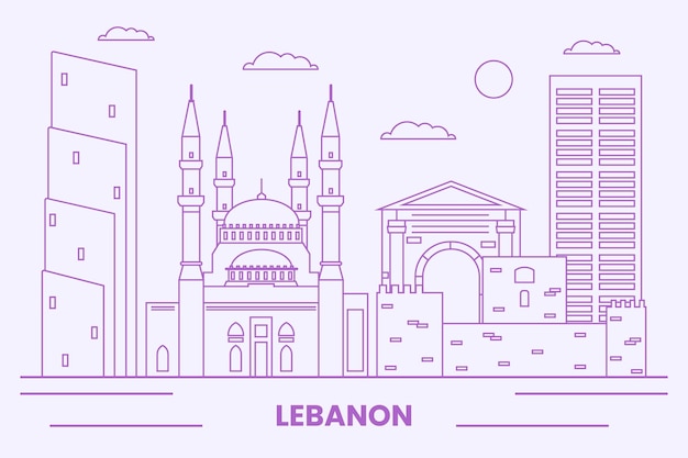 Liniowa Płaska Linia Horyzontu Libanu